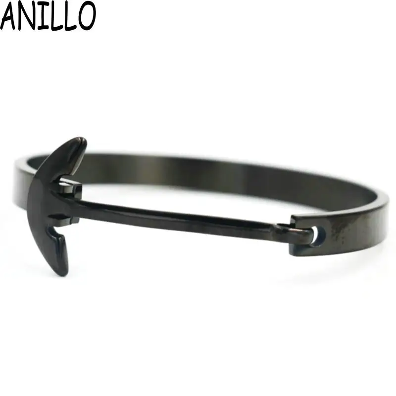 Мужской Браслет манжета с якорем золотого цвета браслет из нержавеющей стали