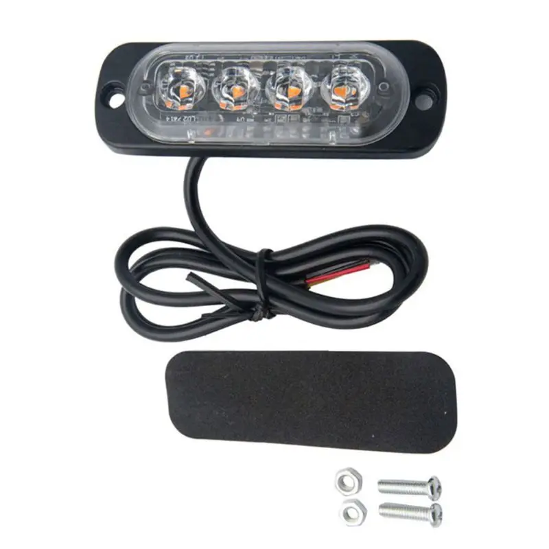 

4Led Strobe Warning Light Strobe Grille Flashing Lightbar Car Amber Lamp