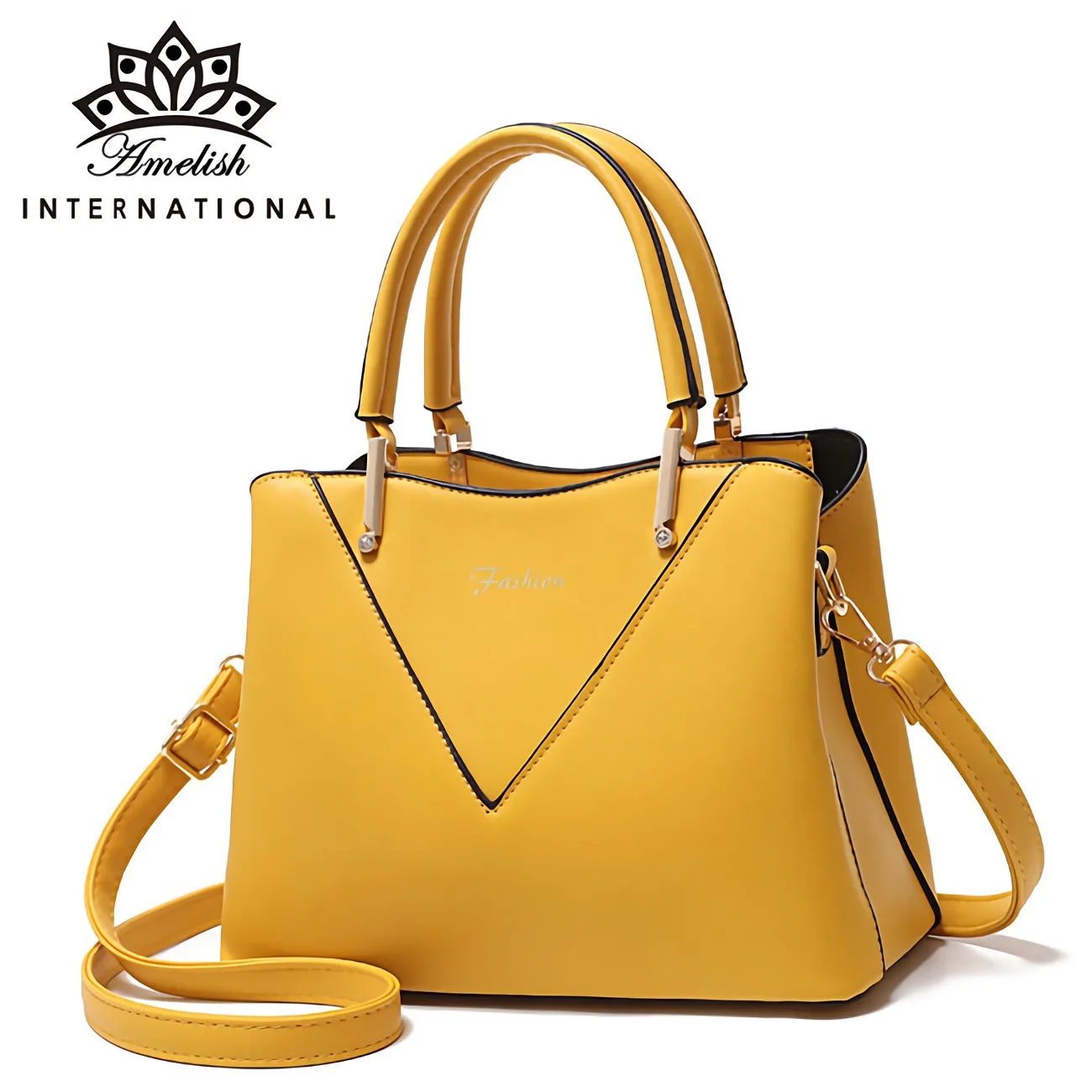 

AMELISH 2022 New Fashion Top-handle Bags for Women Solid Color High Quality Leather Crossbody Handbag Vintage Business Lady Tote