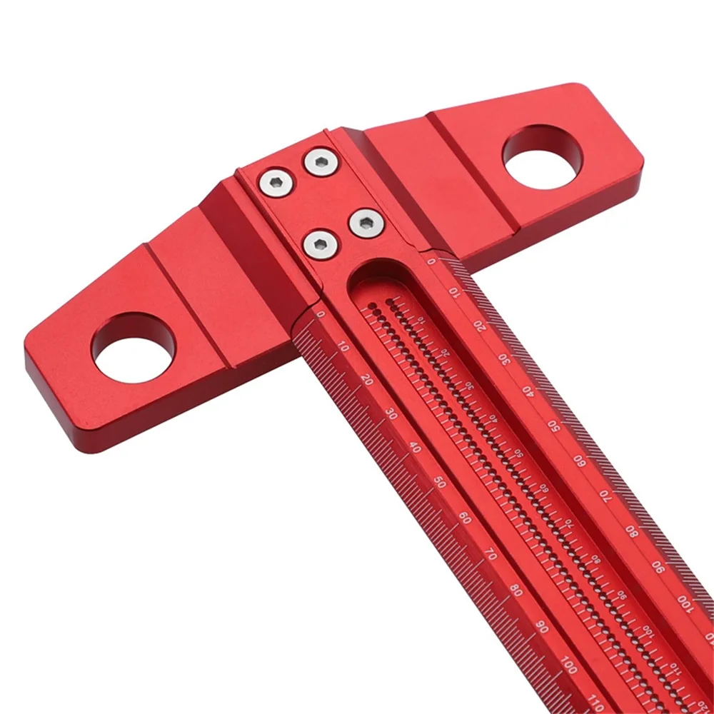 

Woodworking T-type Scale Ruler Aluminum Alloy Marking Gauge Hole Positioning Crossed Line Scriber Carpenter Measuring Tools