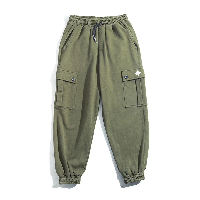 

Loose 2020 New Fit Sweatpants Jogger Pants With Drawstring Army Green Multiple Pockets Casual Cargo Pants Working Panks