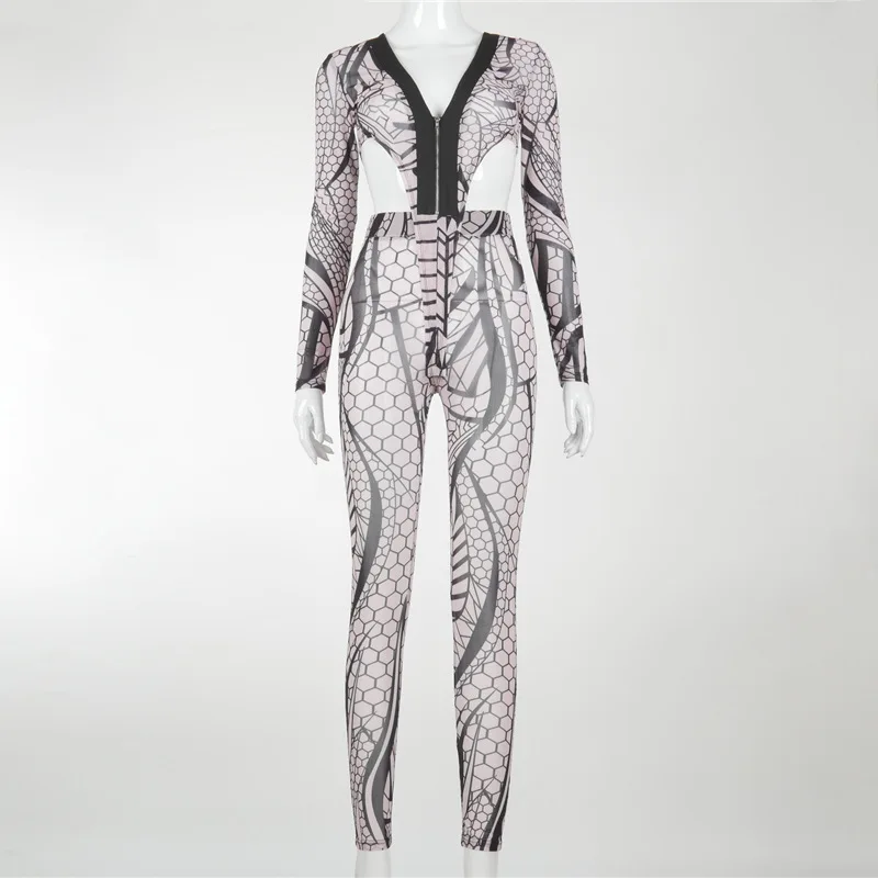 

Angels Secret Long Sleeve V-Neck Vintage Print Hollow Out Bodysuit Leggings 2 Pieces Set Autumn Winter Women Tracksuit AG30434