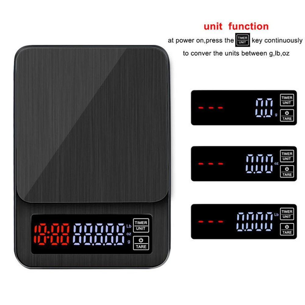 

3kg/0.1g Coffee Bean Scale Kitchen Food Scale Timer LCD Electronic Digital High Precision Scales Houseware Kitchen Accessories