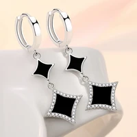 kofsac fashion 925 sterling silver ear jewelry lady temperament vintage black meteor earrings for women party accessories gifts