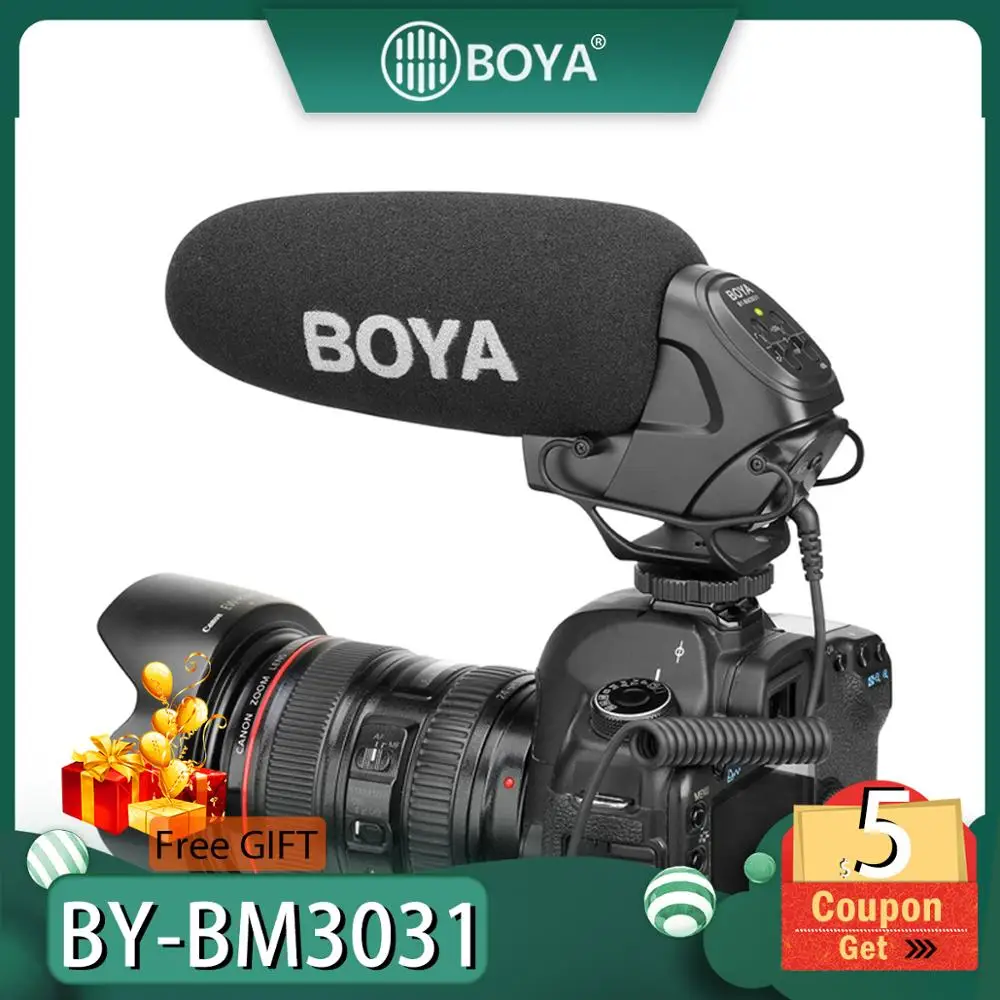 

BOYA BY-BM3031 Microphone Supercardioid Condenser Interview Capacitive Mic Camera Video Mic for Canon Nikon Sony DSLR Camcorder