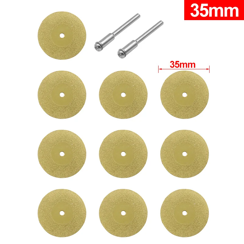 35mm 12pcs 12 шт. 1 Набор 16-60 мм Алмазная Пила дисковая режущий диск роторный инструмент титановое покрытие Алмазная режущий диск - Цвет: 35mm 12pcs