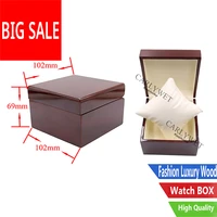 carlywet fashion luxury wood brown watch box jewelry storage case gift box with pillow for rolex omega iwc breitling tudor