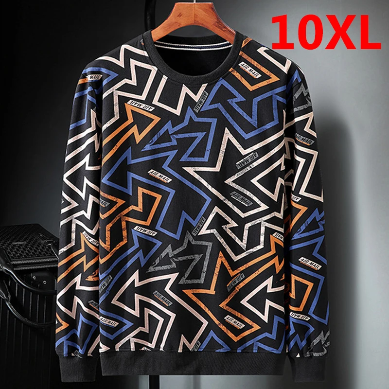 Мужские граффити кофты размера плюс 10XL уличной моды пуловер большого Сезон