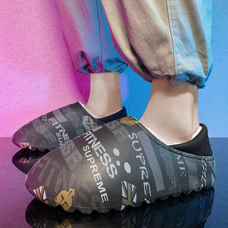 

Women's Shoes Winter Slippers Couples Warm Waterproof Non-Slip Plush Cotton Indoor Outdoor Men Home Casual Shoes Bread Shape