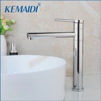 kemaidi tall bathroom faucet basin sink black and chrome finished tap hot cold water mixer tap deck mounted bathroom faucet