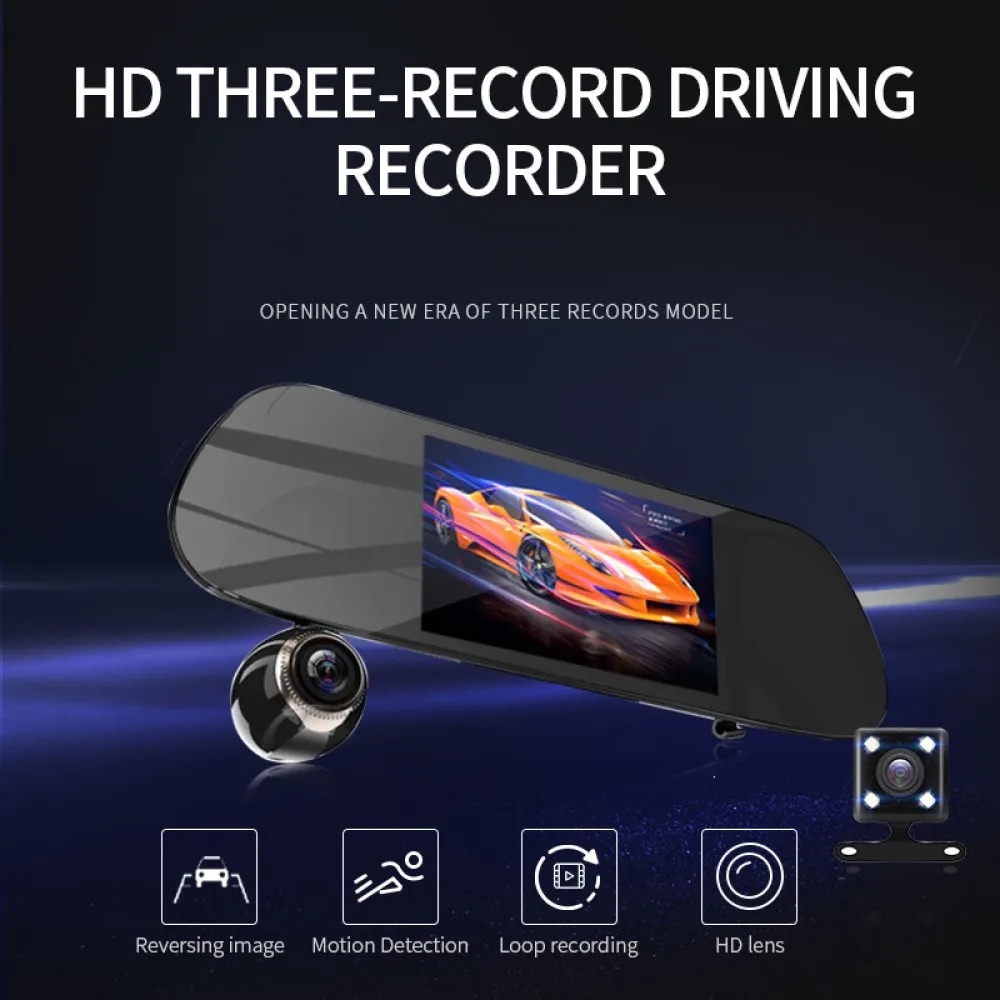 SAWTER зеркало заднего вида Dvr камера 5 дюймов водительский рекордер HD 1080P ночного