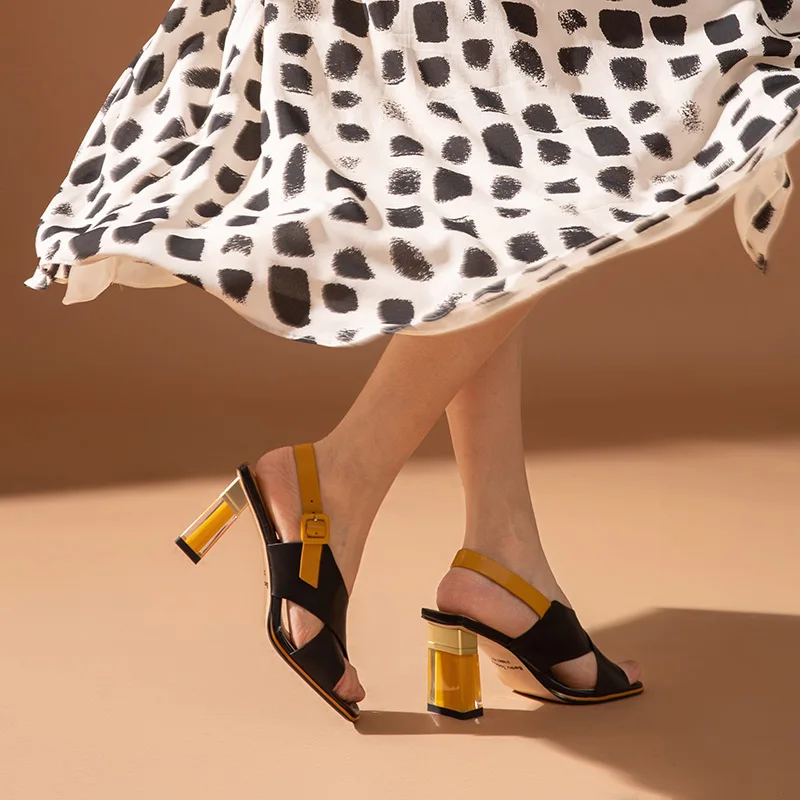 Босоножки BeauToday женские на высоком каблуке натуральная телячья кожа сандалии с