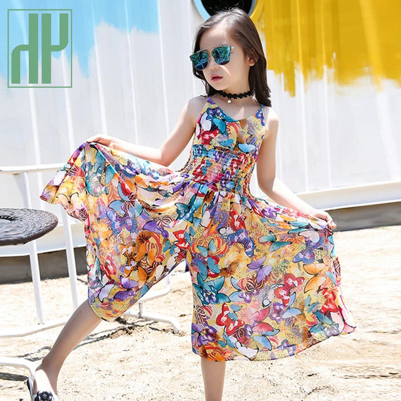 Платья для девочек-подростков шифоновый богемный костюм Детские платья девочек