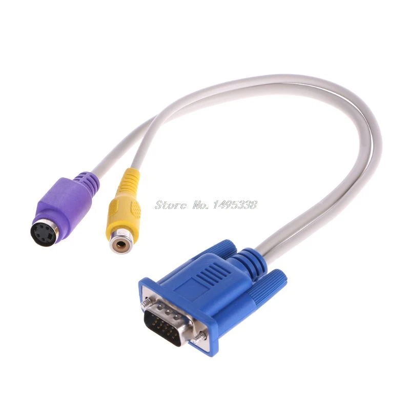 Новейший VGA Male к TV S-Video RCA AV конвертер кабель адаптер оптовая продажа и Прямая