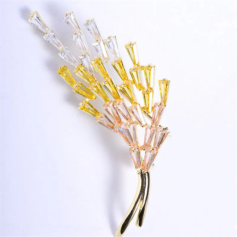 OKILY разноцветные циркониевые броши в форме пшеницы для женщин брошь булавка