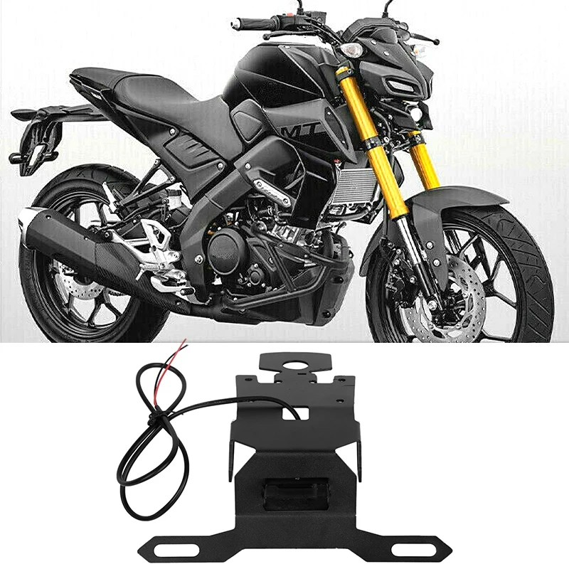 

Motorcycle Rear Fender License Plate Frame with LED Light Modified License Plate Frame for Yamaha MT15 2019 2020 2021
