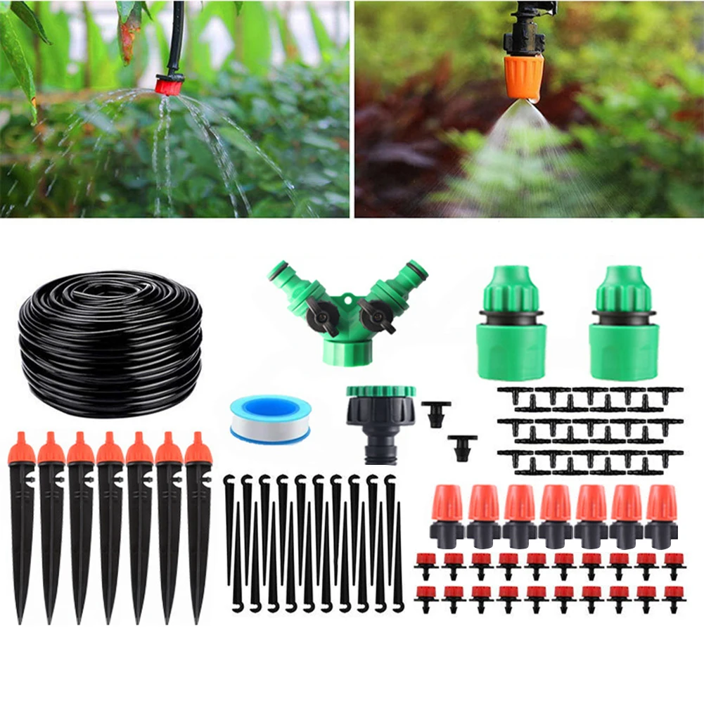 

40m DIY Drip Irrigation System Sprinkler Outdoor Garden Hose Spray Watering Kit with Adjustable Dripper Garden Supplies