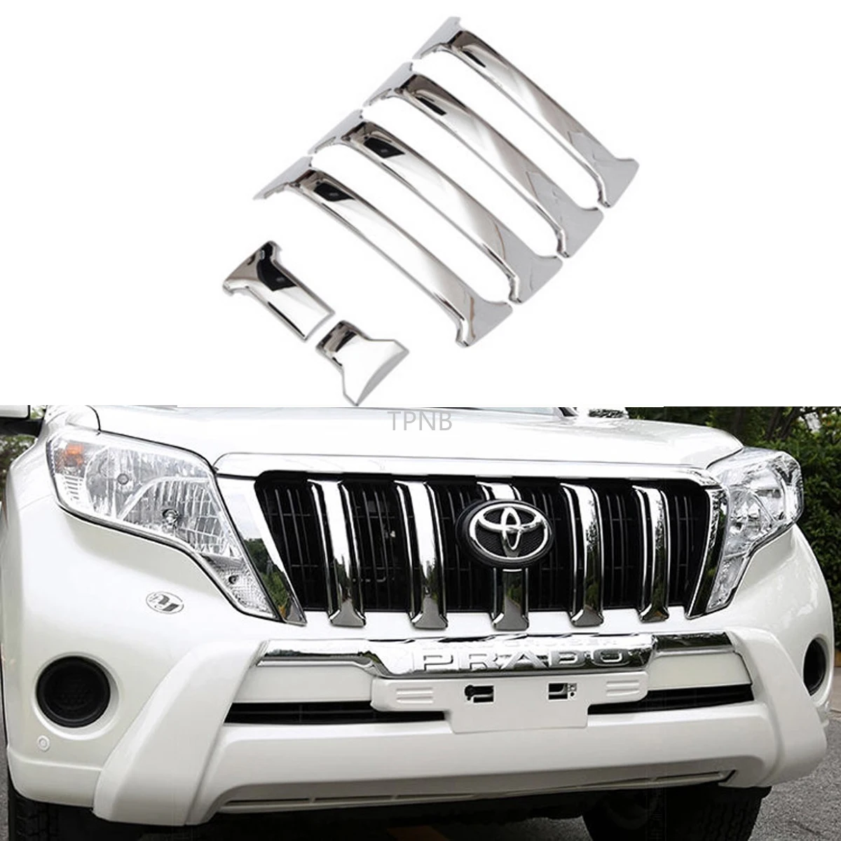Для Toyota Land Cruiser Prado 150 FJ150 хром ABS передняя сетчатая решетка крышки аксессуары для стайлинга автомобилей