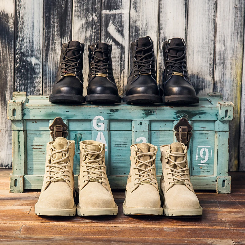 Ботинки мужские армейские тактические из коровьей кожи с высоким берцем Рабочая