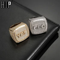 hip hop custom name 1 3 letters iced out ring bling full cz charm tready copper cubic zircon ring for men women jewelry