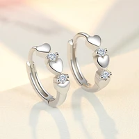 xiyanike silver color korean temperament heart shaped zircon earrings female big wild manufacturers wholesale jewelry