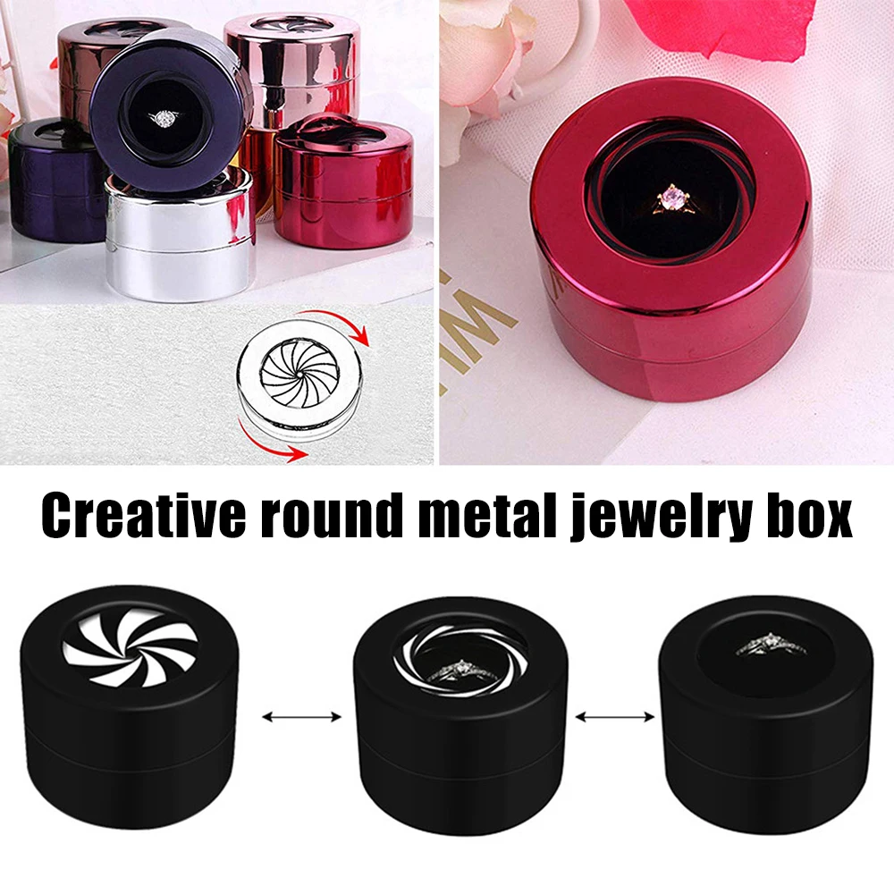 

Women Fashion Design Wedding Round Rotating Wedding Ring Gift Box Jewelry Display Storage Case F2
