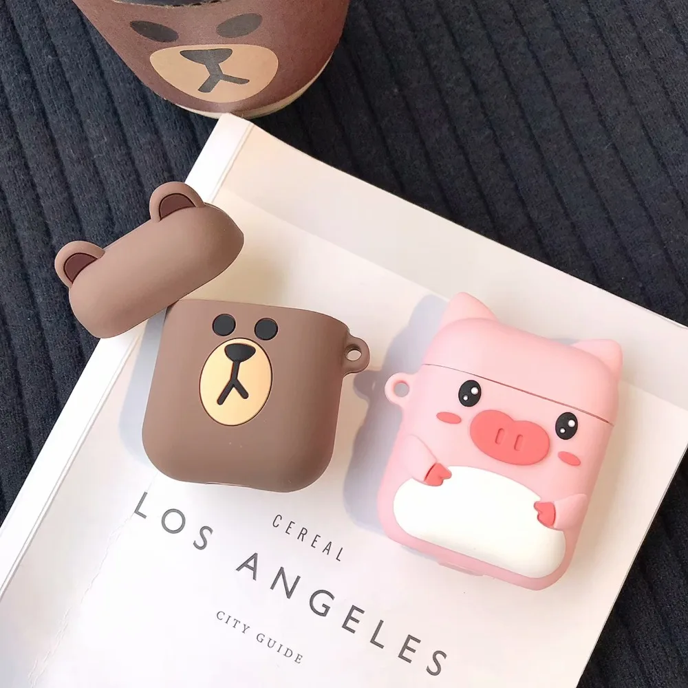 Чехол для Apple airpods чехол силиконовый чехол airpods чехол с брелок для ключей для Apple AirPods мультяшный наушник