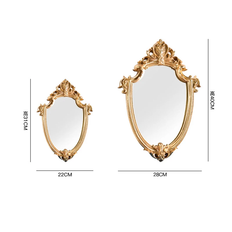Exquisite Makeup Mirror Hanging Mirror Vintage Bathroom Mirror Gifts For Woman Lady Old Golden Embossed Hollow Mirror images - 6