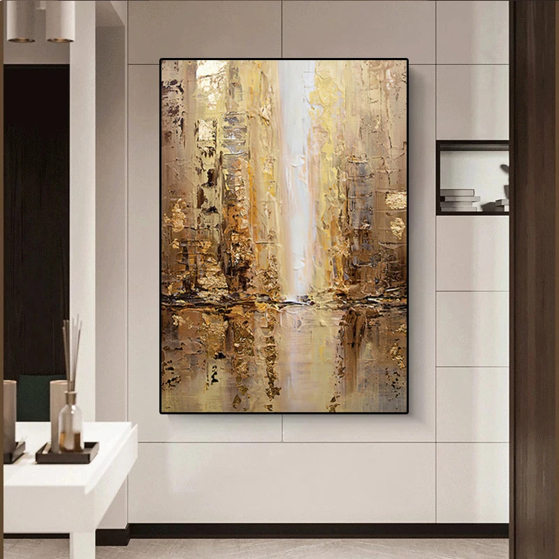 

Abstract Architecture Golden Wall Art Picture Canvas Oil Painting Modern Light Luxury Poster Print For Living Room Home Decor