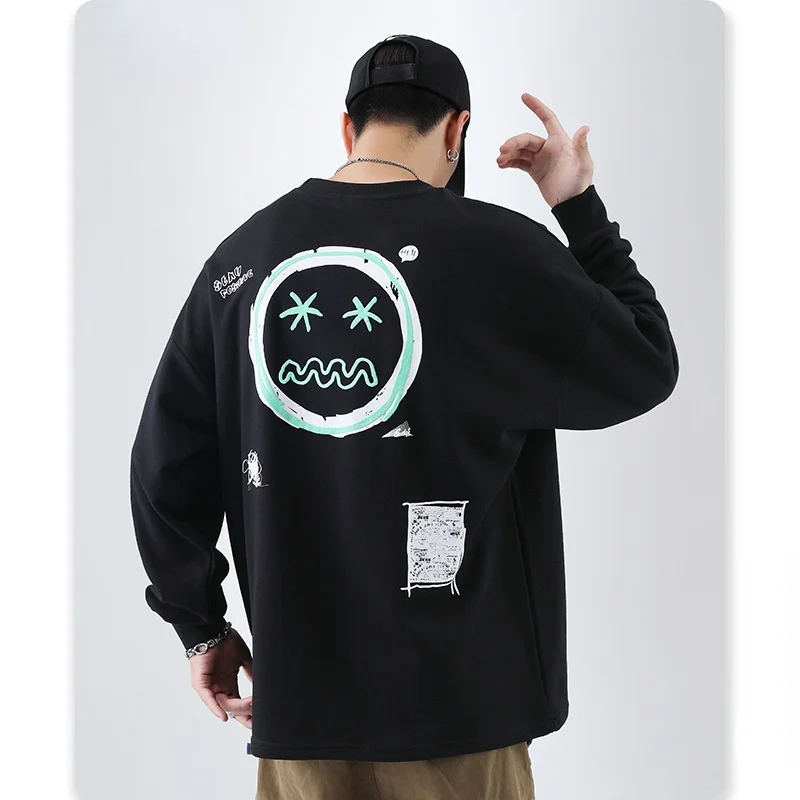 

2021 Hoodies Sweatshirt Mens Printed Hip Hop Punk Pullover Streetwear Casual Fashion Clothes Male Oversized Korean Harajuku Tops