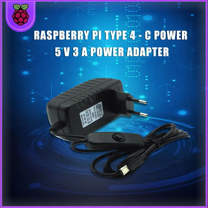 

Адаптер питания для Raspberry Pi 4, 5 В, 3 А, С переключателем включения/выключения, зарядное устройство для Raspberry Pi 4, Модель B