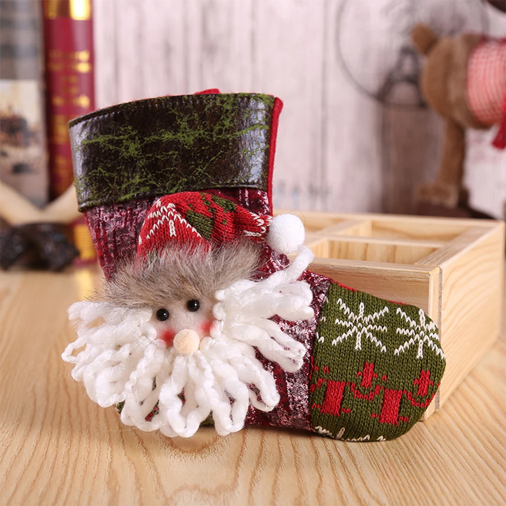1PC T Детские сумки для конфет, носки Санта-Клауса, подарок, рождественские чулки, висячие украшения, держатели для подарков, украшения для рождественской елки - Цвет: 1PC T