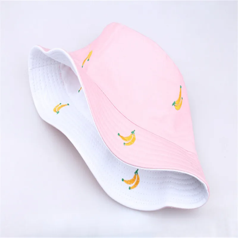 Панама в Корейском стиле с вышивкой виде банана Молодежная шапка для умывальника
