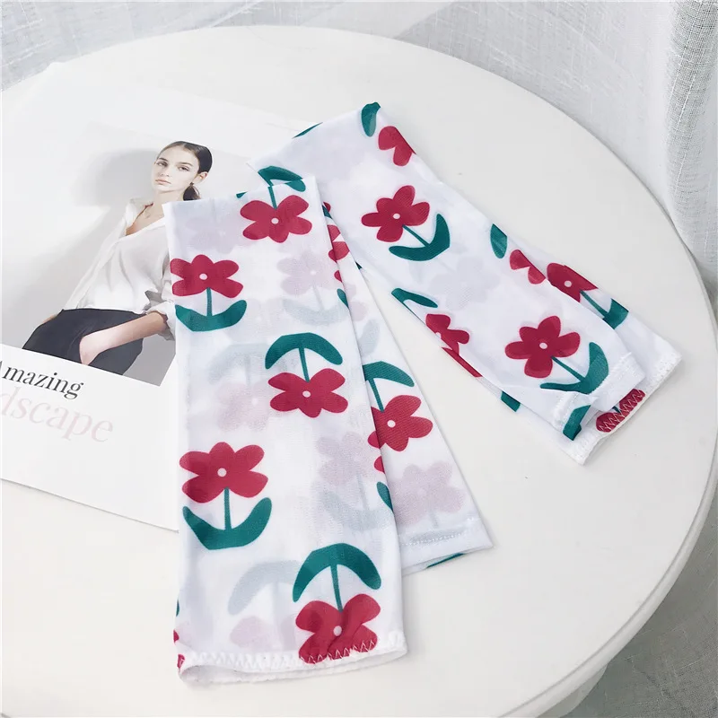 

Ice sleeve sunscreen sleeves female ice silk gloves summer riding and driving thin long half-finger print sleeves fingerless