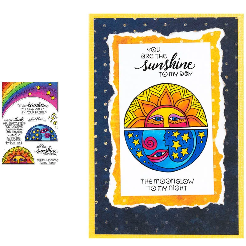 Абстрактная Звезда Луна Солнечный свет Радуга художественные благословение