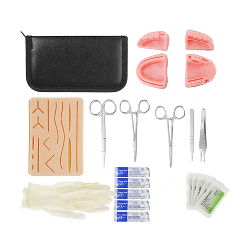 

Skin- Oral Suture Training Module Kit Portable Silicone Pad-Threads and Needle-Stainless Tool