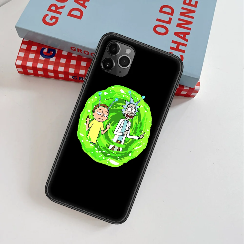 

Funny Ricks Cartoon mortys Phone Case For IPhone 4 4s 5 5S SE 5C 6 6S 7 8 Plus X XS XR 11 12 Mini Pro Max 2020 black Back Trend