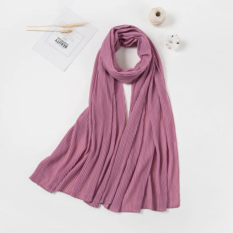 Мусульманский женский мнущийся шифоновый шарф хиджаб однотонный головной