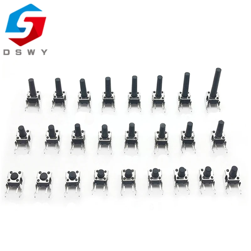

20PCS/LOT PCB Momentary Tactile Tact Push Button Switch Right Angle With stent 6*6*4.3/5/6/7/8/9/12mm 6x6x4.3/5/6/7/8/9/12 MM