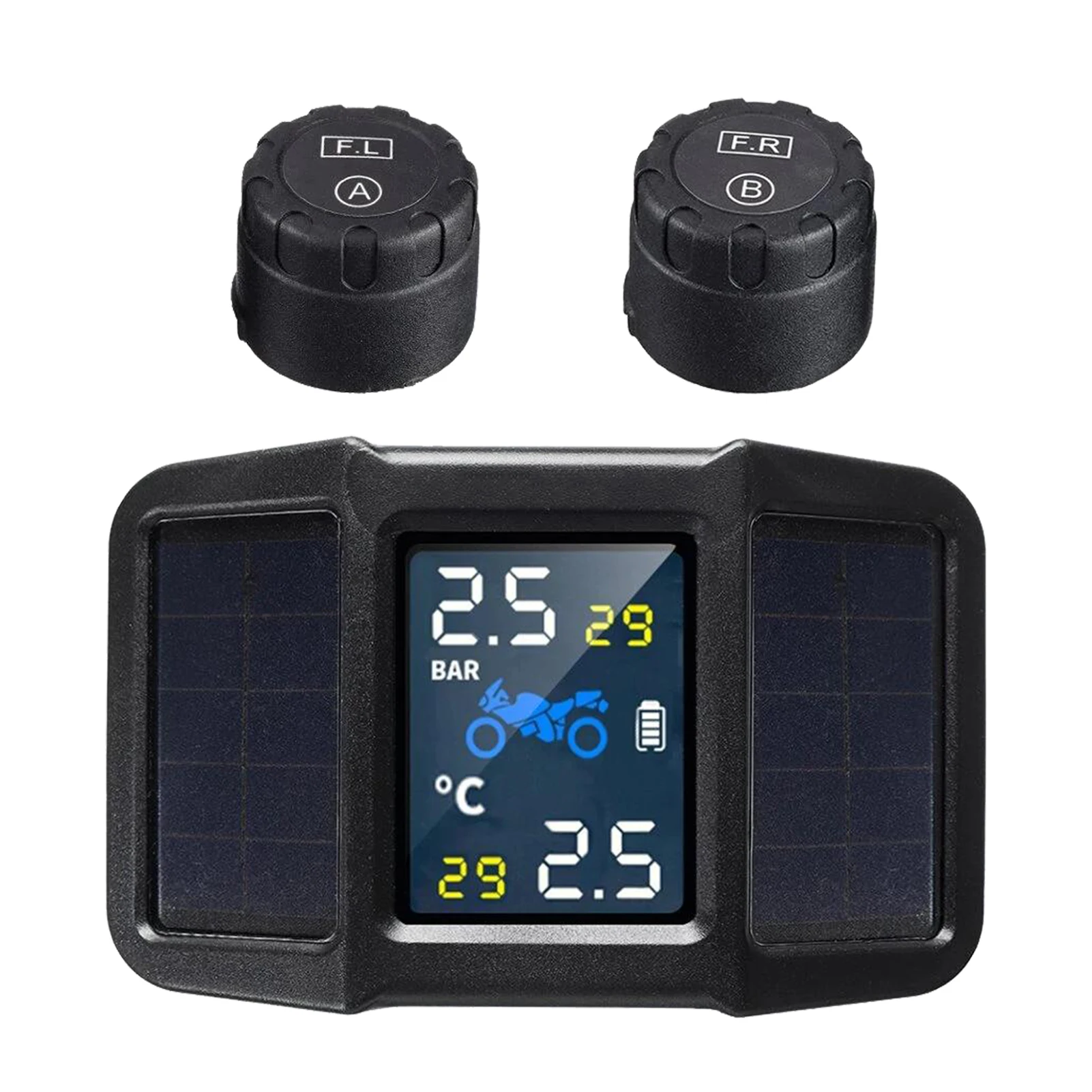 

Motorcycle Tire Pressure Monitor Solar USB Dual Power Supply Solar Charge TPMS Tire Pressure Detector Wireless External Sensors