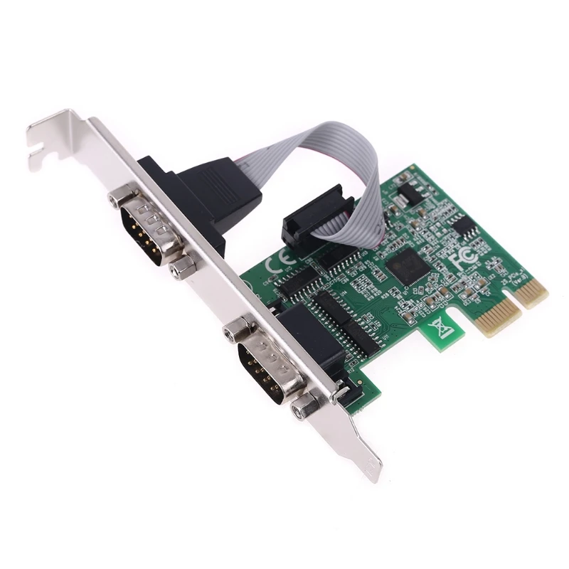 

PCIe Dual Serial Expansion Card Chip AX99100 2 Port Industrial DB9 COM RS232 R2JA
