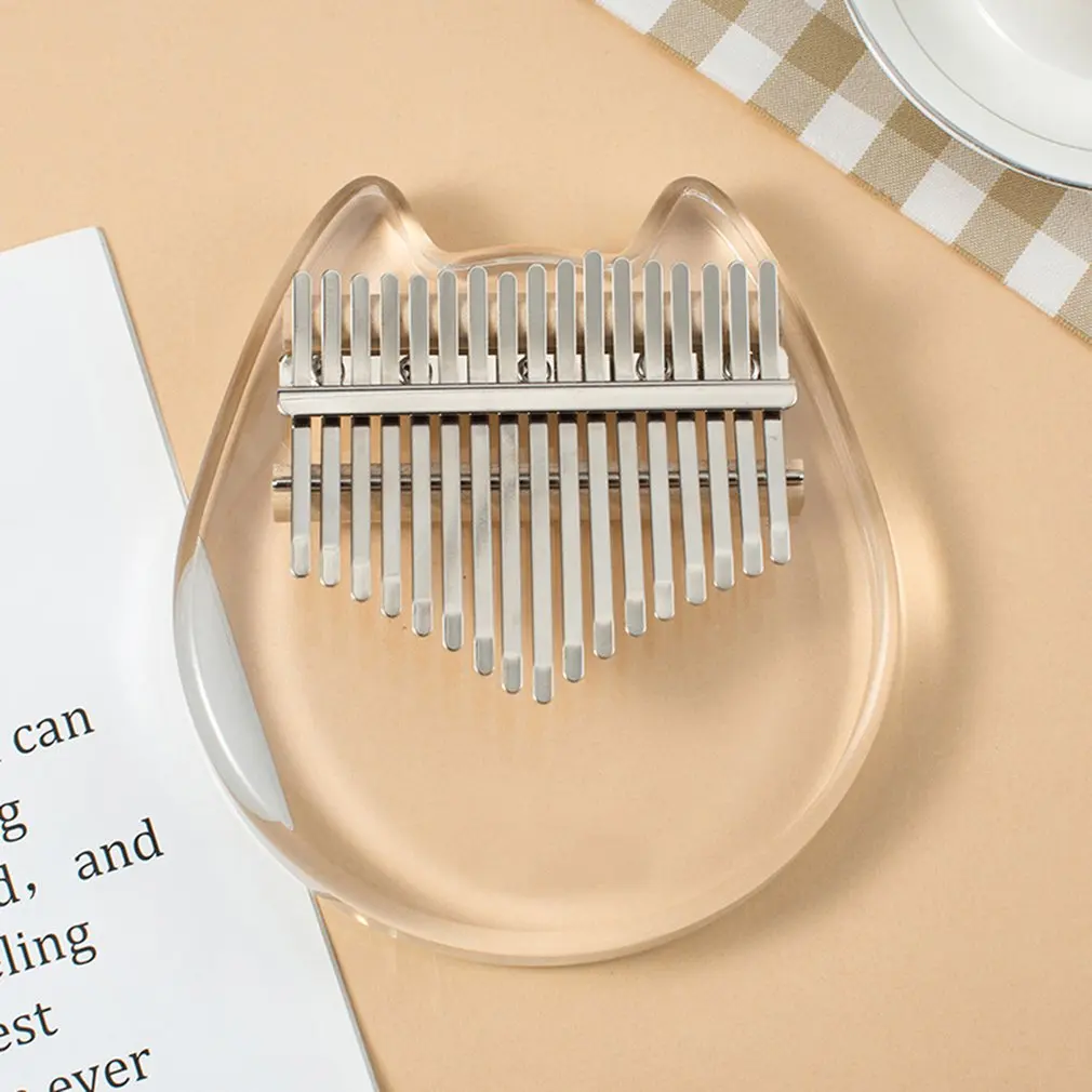 

Калимба большой палец пианино 17 клавиш музыкальный инструмент для начинающих прозрачный котенок и красочный медведь Новинка 2021