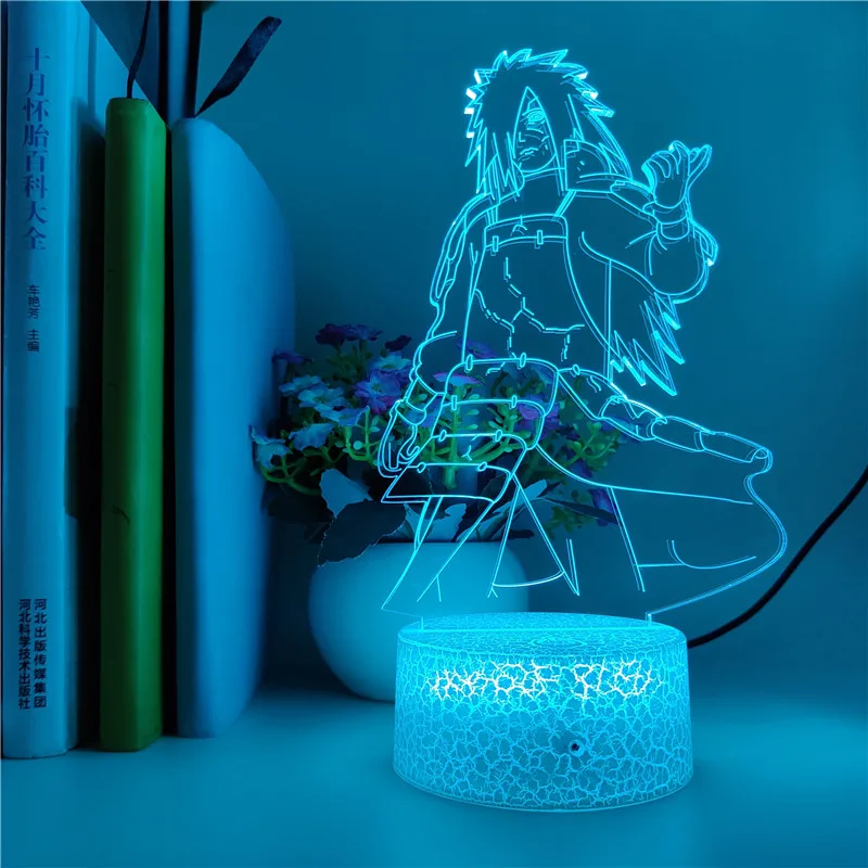 Героя аниме Наруто Учиха Мадара Чистой Земли модель Cool 3d светодиодный Ночной