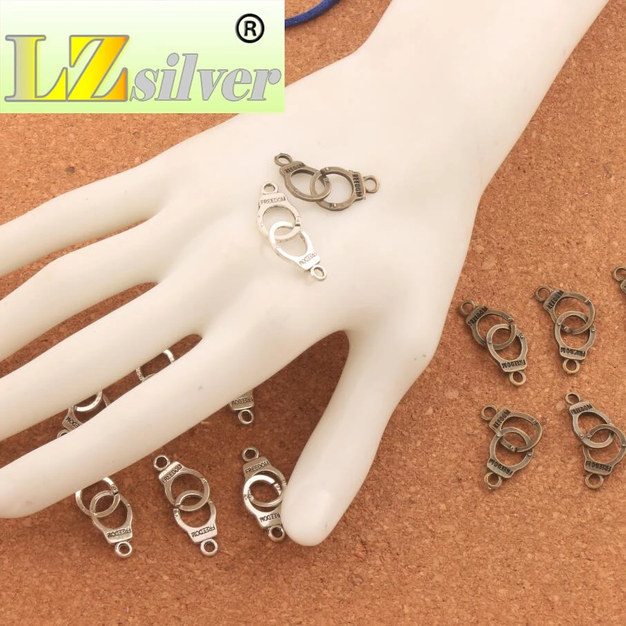 Handcuffs Freedom Connector Spacer Charm Beads 200PCS Zinc Alloy Bronze Pendants Alloy   Jewelry DIY L243 31.7x10.2mm
