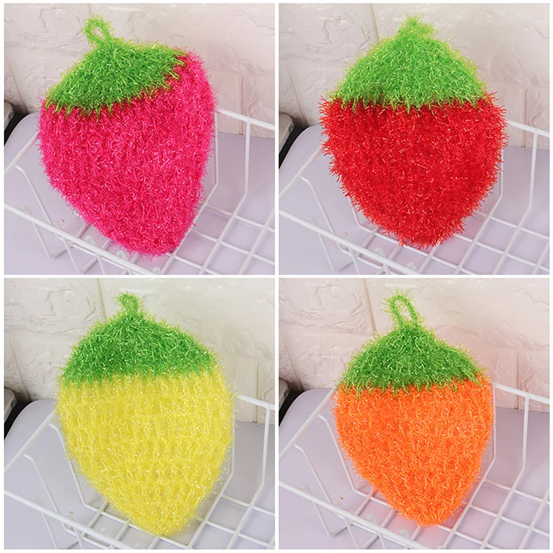 

Strawberry Dish Towel Polyester Cleaning Tools Scrubber Acrylic Clean Non-scratch Fruit Bowl Pan Washing Cloth Kitchen Cuisine