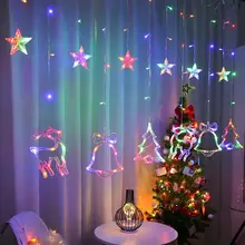 Garland Fairy Lights Curtain Light LED Christmas Deer Tree Clock Star Strings Indoor Family Gathering Outdoor Wedding Decoration
