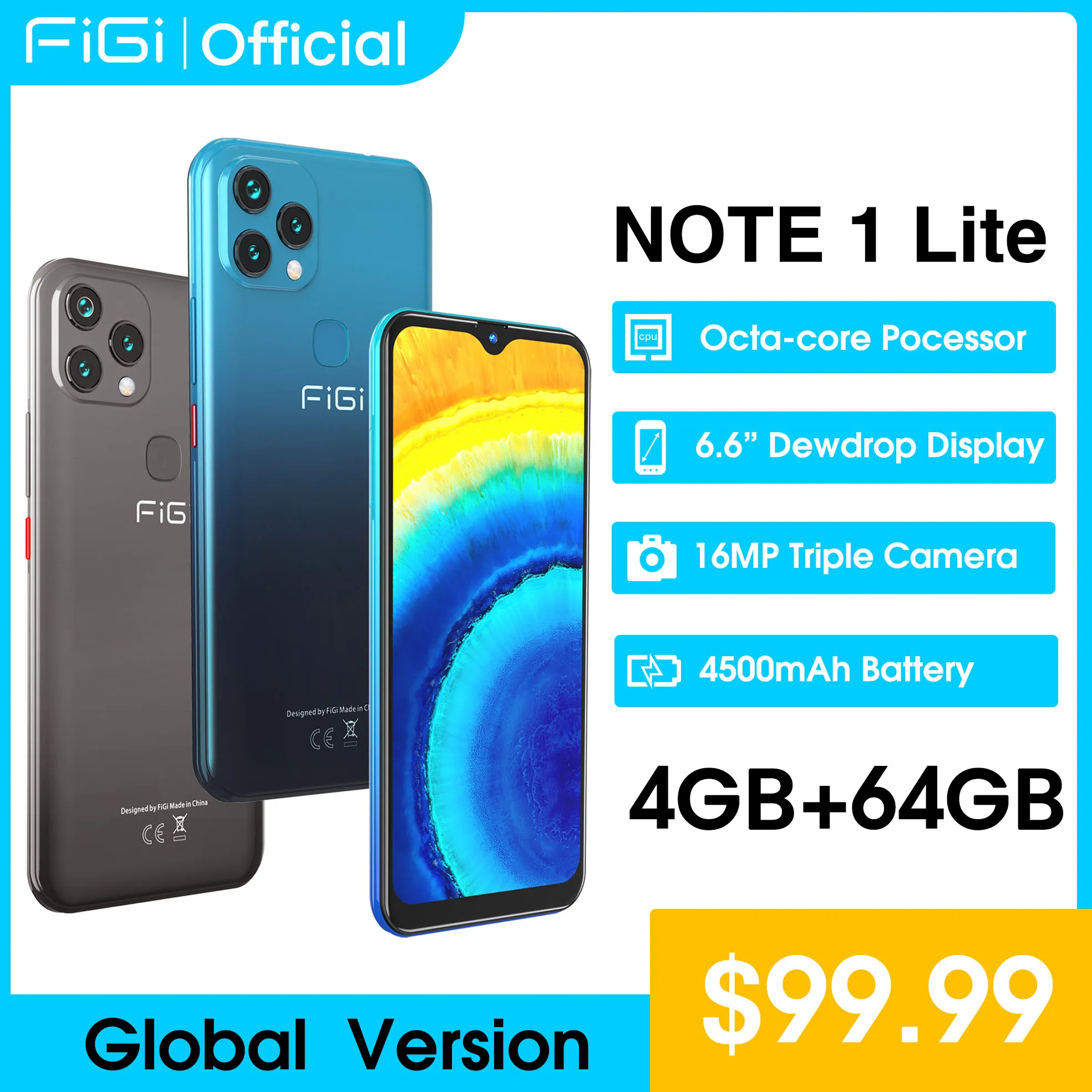 Смартфон FIGI Note 1 Lite, 4500 мАч, 6,6 дюйма, 4 + 64 ГБ