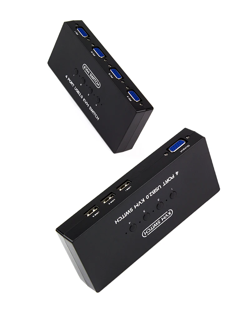 

4 PortKVM Switch VGA Computer Host USB Mouse Keyboard Display Sharing Device Four In One Out With Connection line