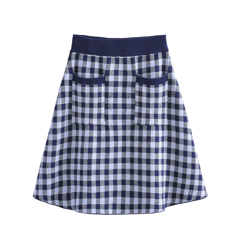 

JC·KILIG Checked Button-Colored Knit Skirt L3150