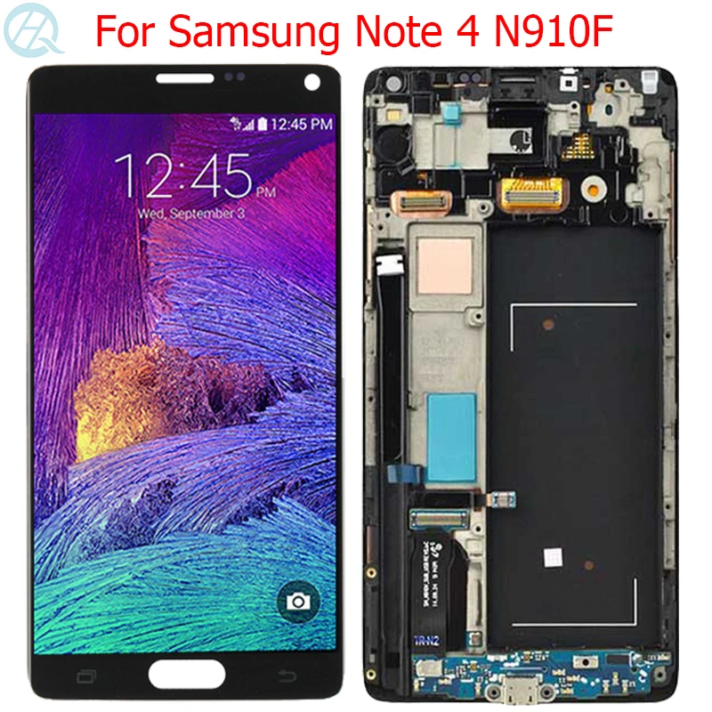 Original N910F LCD For Samsung Galaxy Note 4 Display With Frame Super AMOLED 5.7